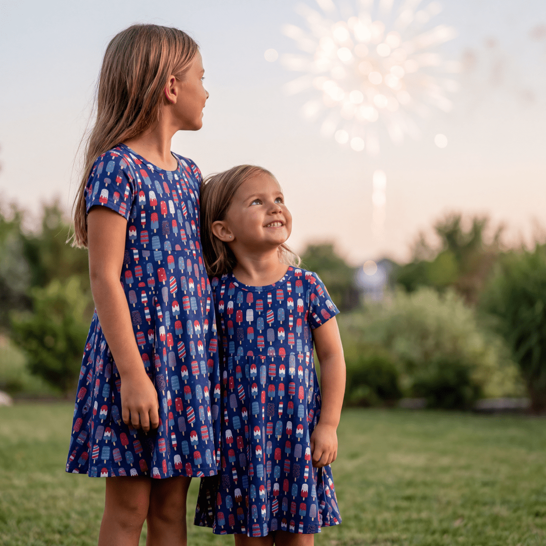 sweet lady dresses Popsicles Bamboo Cap Sleeve Swirly Girl Dress, 7 Years / Popsicles / Girl BFCM25-under20