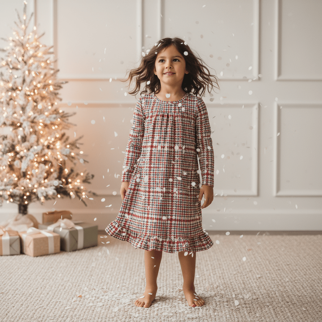 Red Tartan Boho Dress, 8 Years / Red Tartan / Girl Red Tartan Boho Dress, 8 Years / Red Tartan / Girl