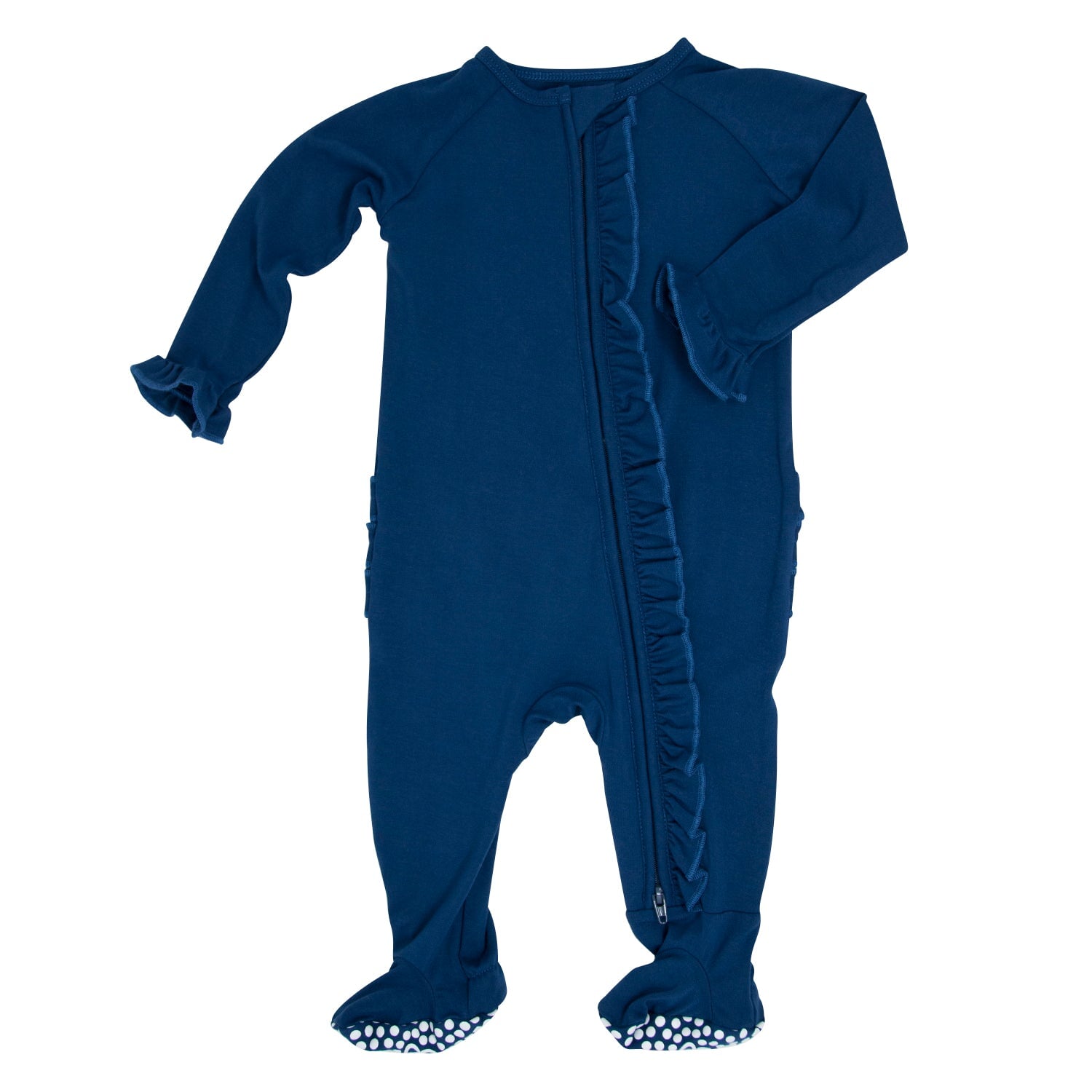 Candy Pink Bamboo Ruffle Footie main image 1