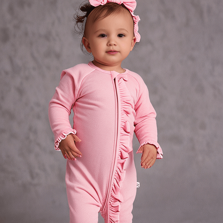 Lulu Bebe Pink Carriage Ruffle Trim Footies main image 0