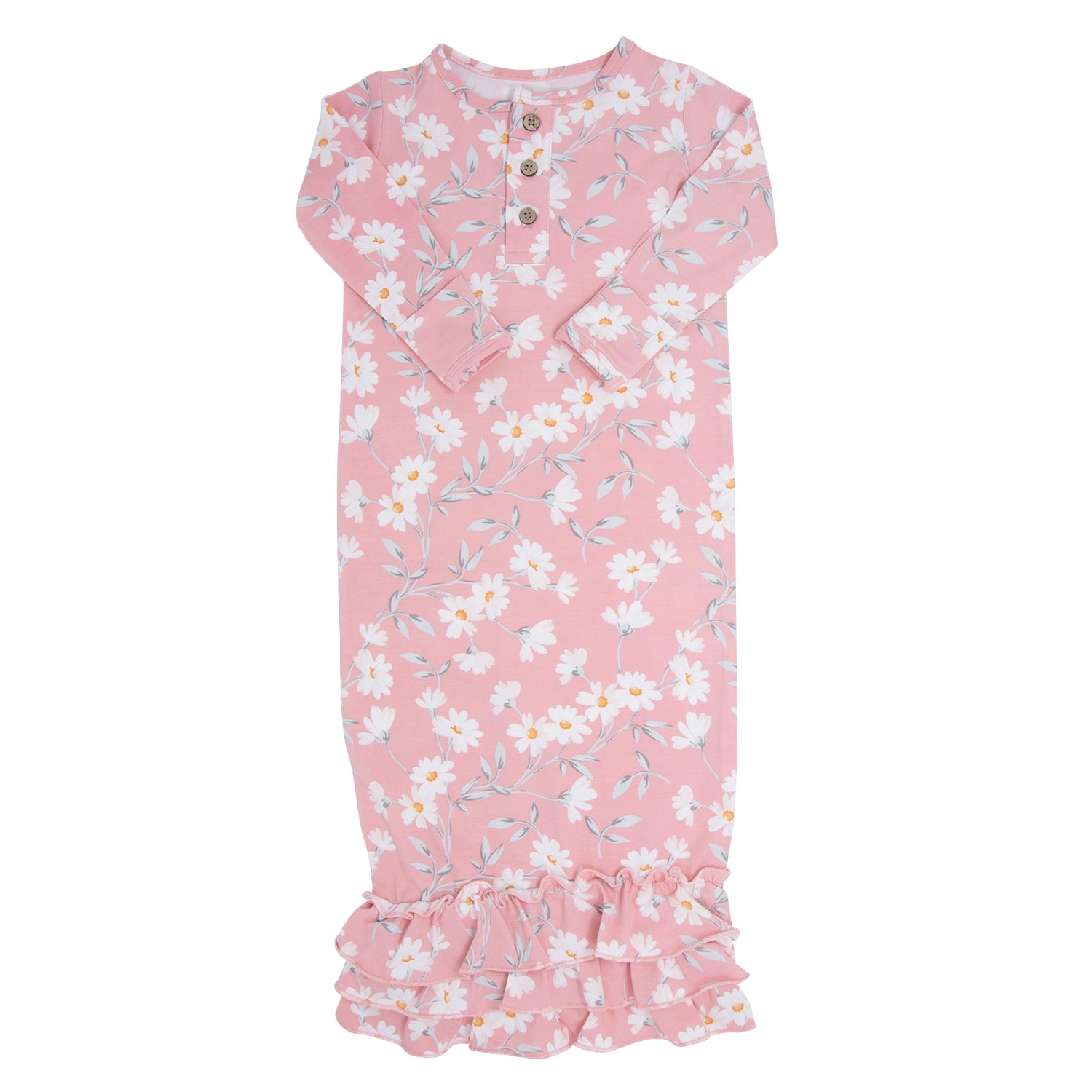 Boho Long Chiffon Gown with Ruffles Flamingo