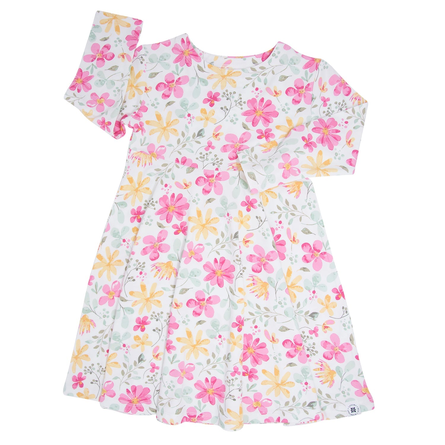 Bamboo Short Sleeve Twirl Dress in Happy Camper