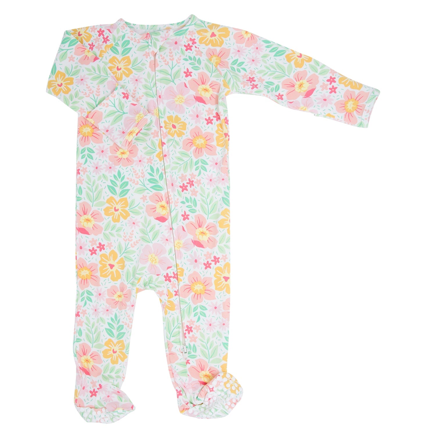 Bamboo Footies with Two Way Zipper (Teatime Pink)