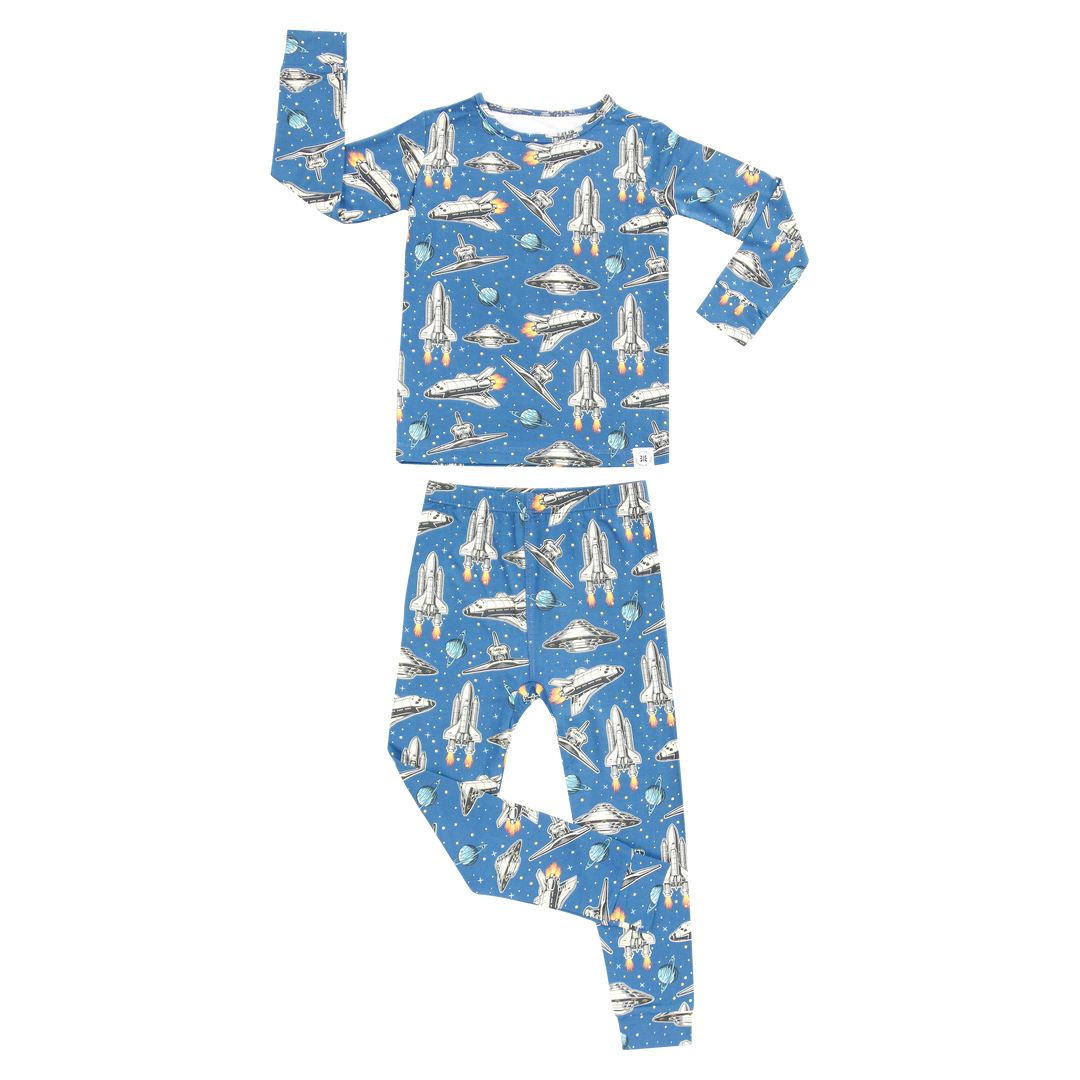 Blue Rockets Print Big Kid Pajama Set Soft Two-Piece– Sweet Bamboo