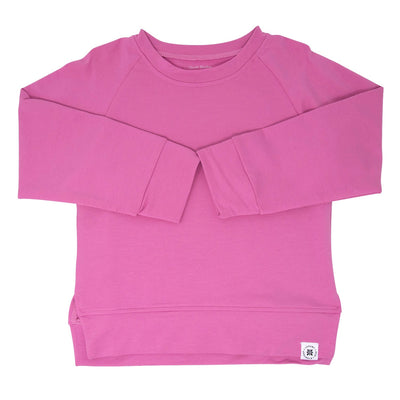 Crew Neck Sweater - Raspberry Rose French Terry Tops & Bottoms sweetbambooclothing