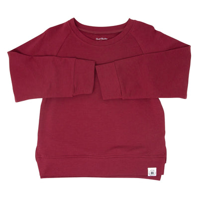 Crew Neck Sweater - Rhubarb Red French Terry Tops & Bottoms sweetbambooclothing