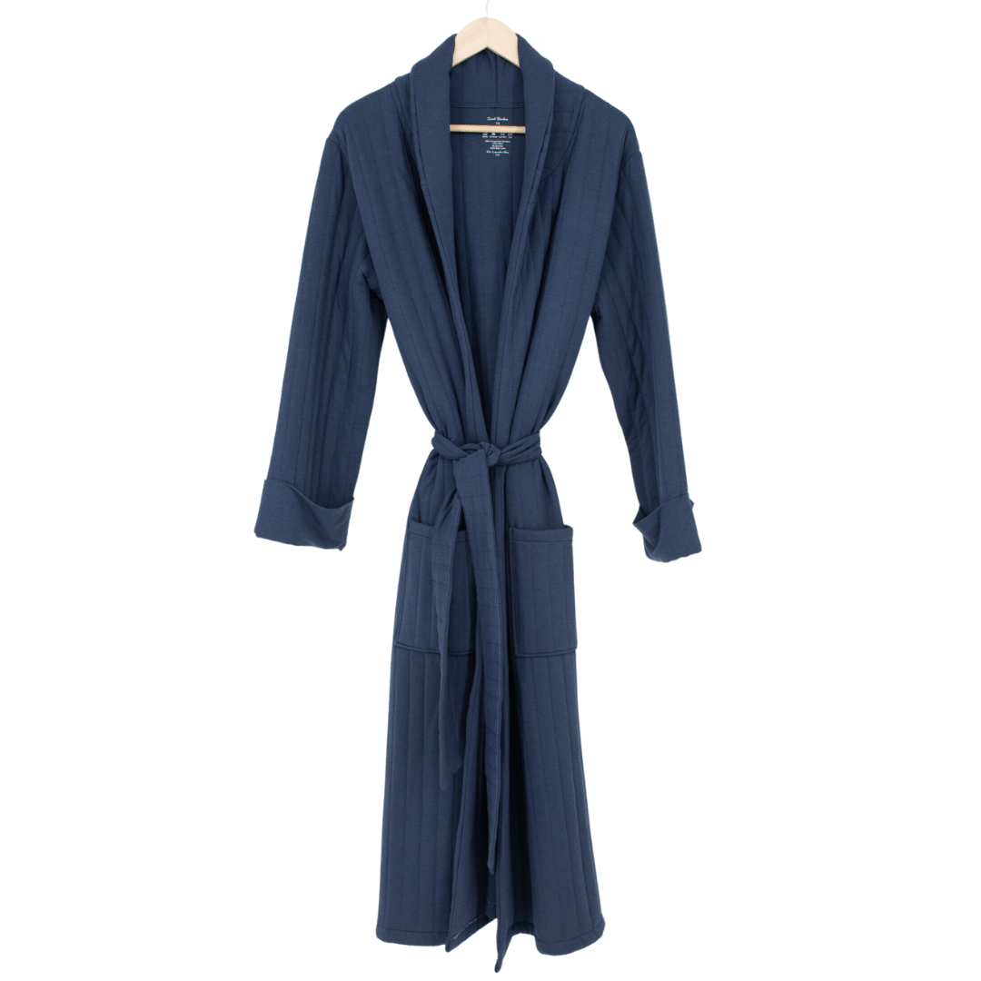 navy blue dressing gown womens French Terry Housecoat Navy Blue