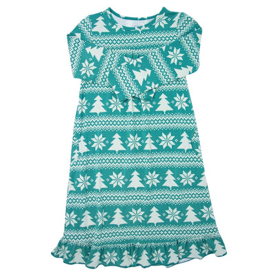 Girls' Green Fair Isle Dress Dresses sweetbambooclothing