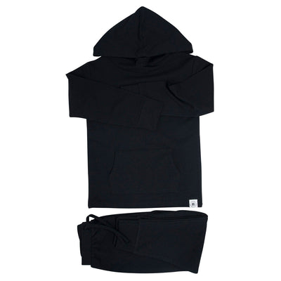 Hooded Jogger Set - Blazing Black French Terry (Backorder) Jogger Sets sweetbambooclothing