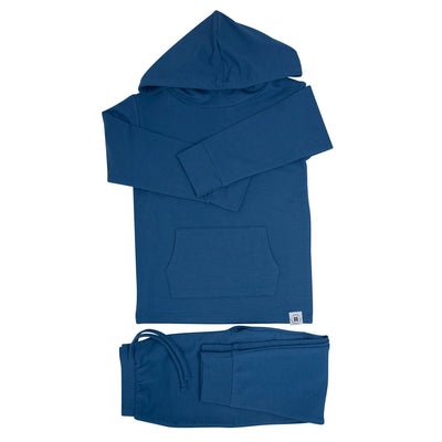 Hooded Jogger Set - Captain Blue French Terry (Backorder) Joggers sweetbambooclothing