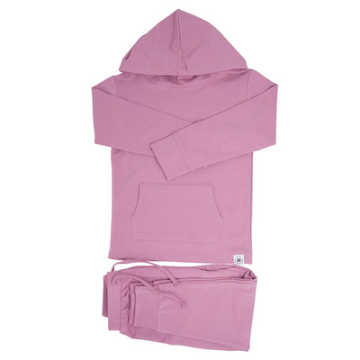 Hooded Jogger Set - Lotus Pink French Terry (Backorder) Jogger Sets sweetbambooclothing