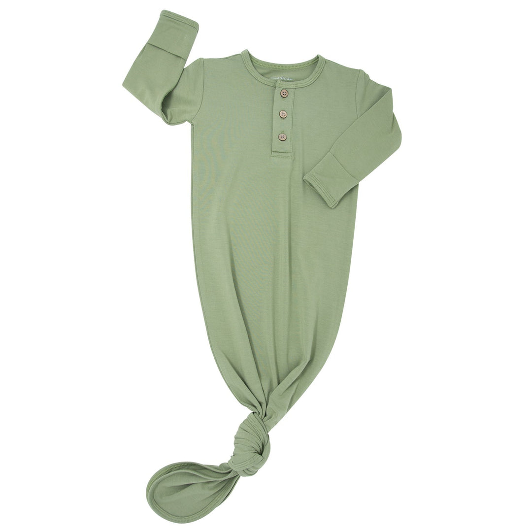 Knotted Gown Sweet Bamboo Baby Clothes Forest Green Ribbed Bamboo