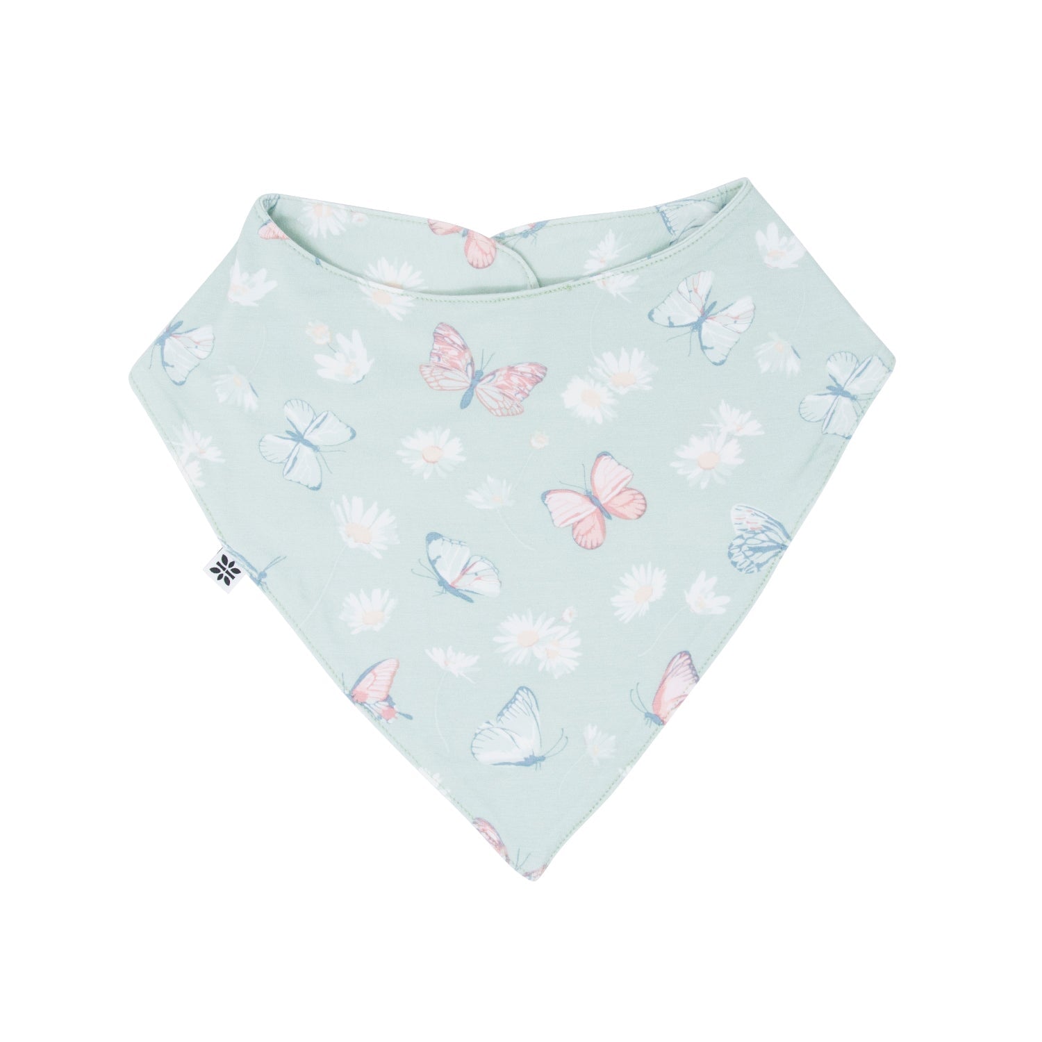 Mint Butterfly Daisy Bamboo Baby Bib