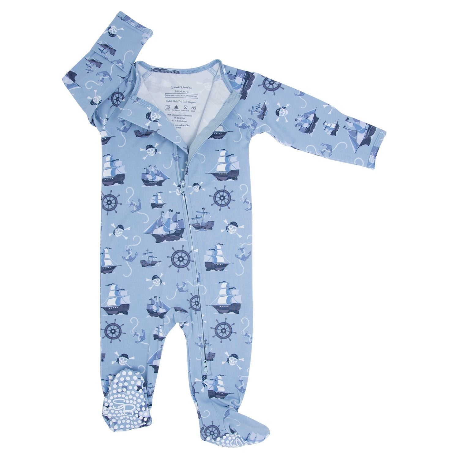 Bamboo Footies with Two Way Zipper (Orca Print)