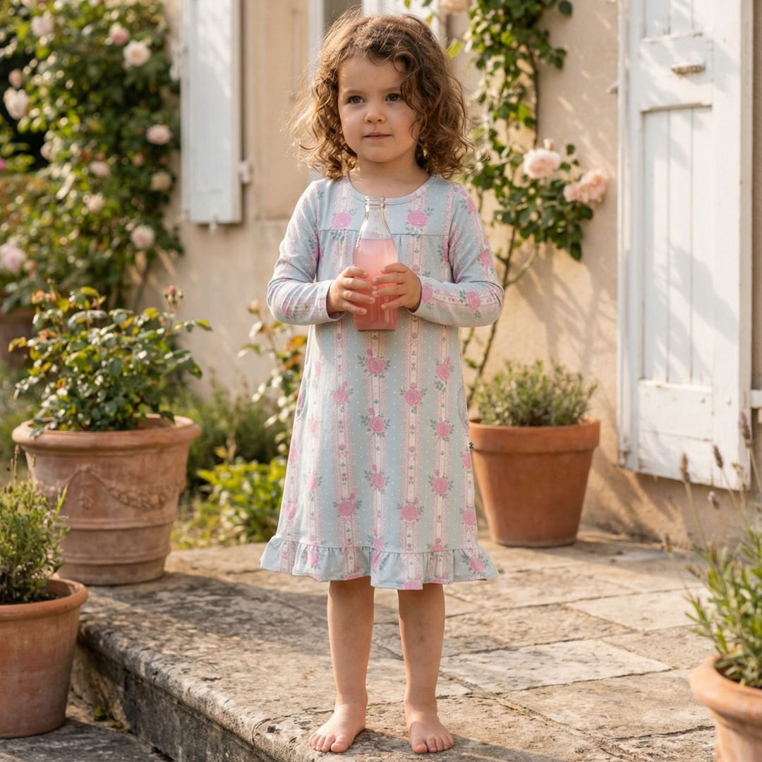 long sleeve bamboo dress Roses and Lace Boho Dress, 4 Years / Roses and Lace / Girl