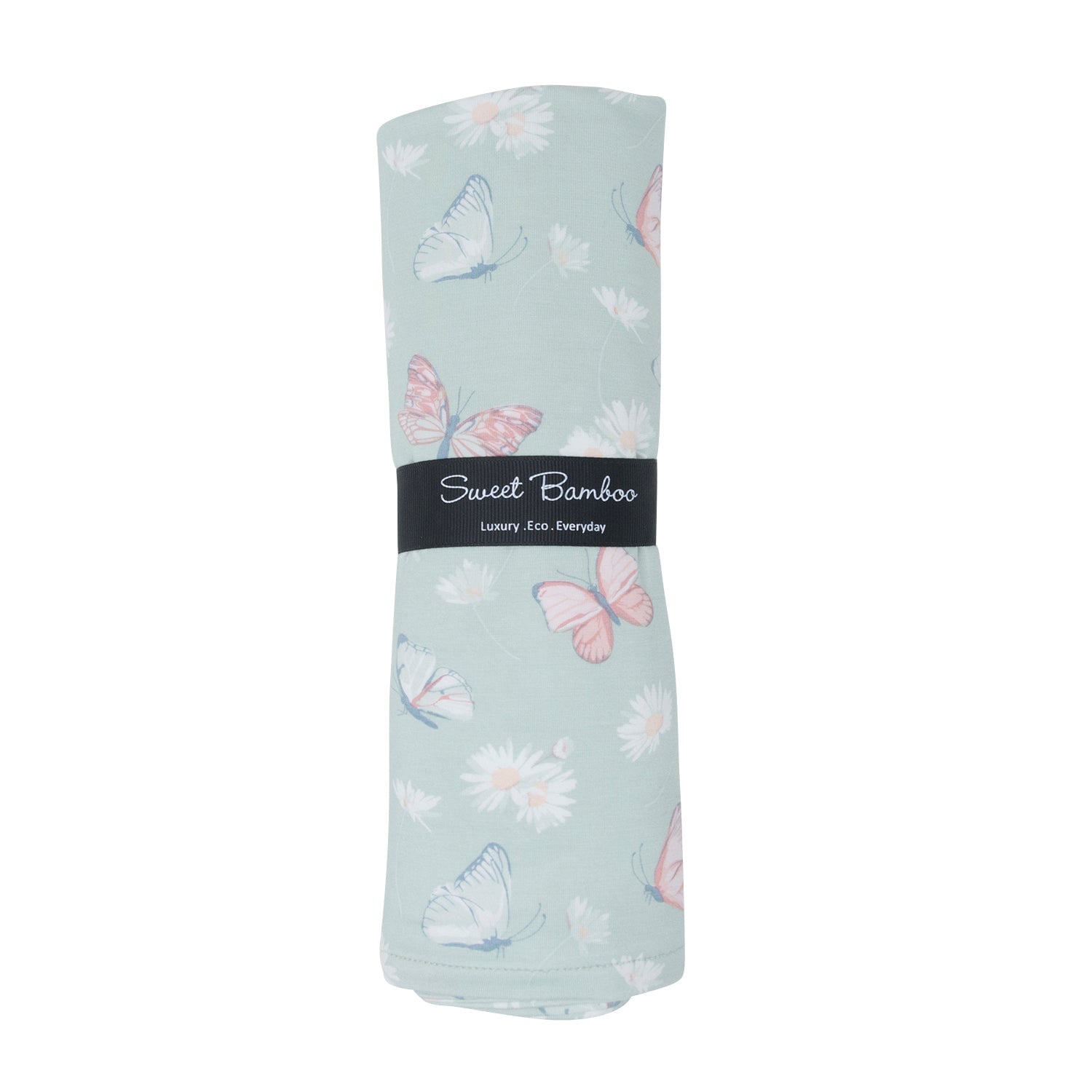 Mint Butterfly Daisy Bamboo Baby Swaddle