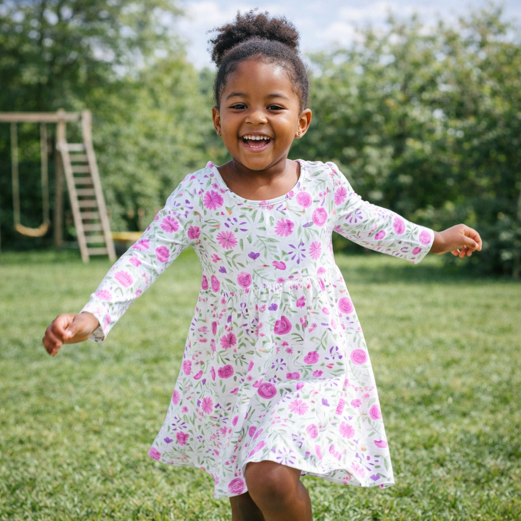 long sleeve bamboo dress Bamboo Swirly Girl Dress
