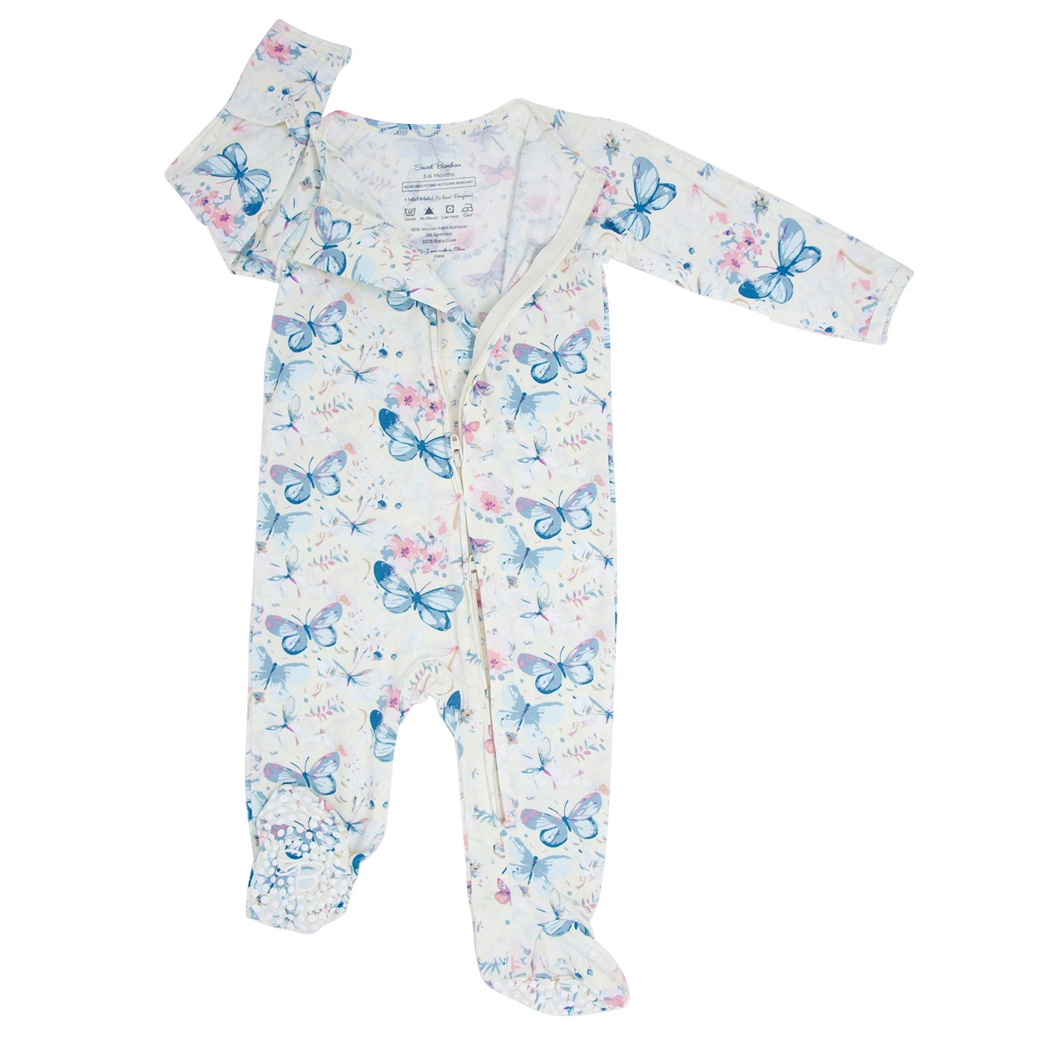 Watercolor Butterfly Zipper Footie