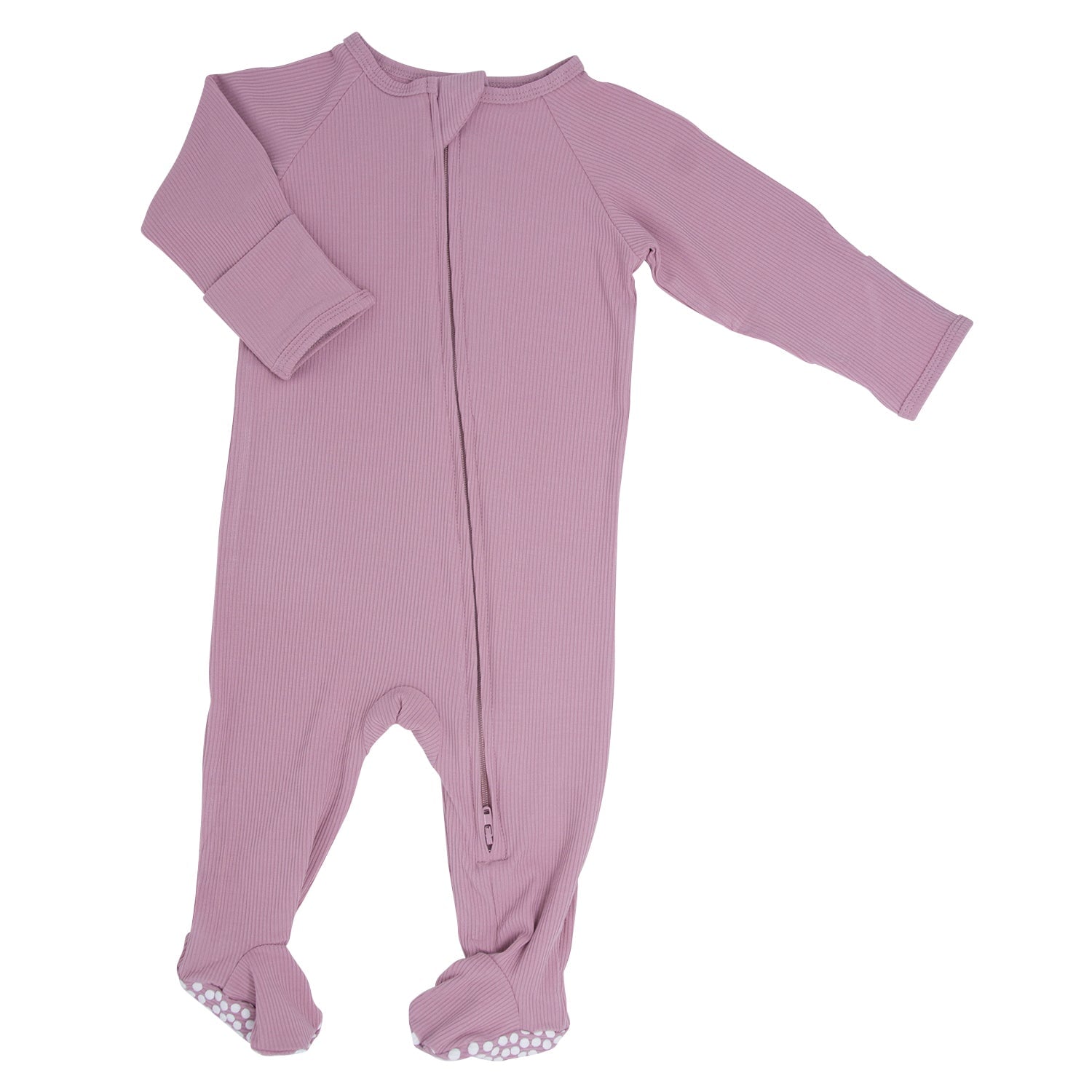 Zipper Footie Petunia Pink Rib